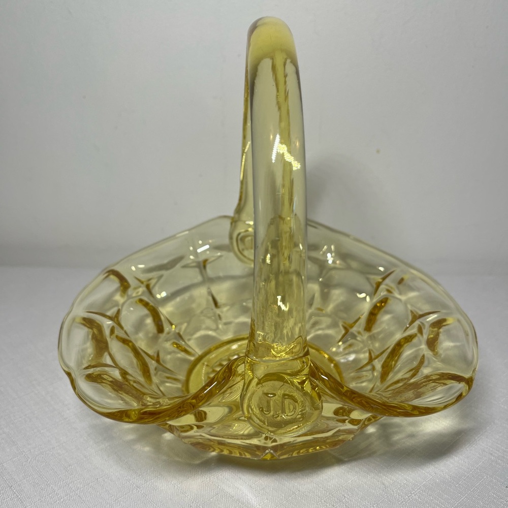 Vintage Indiana Glass basket Tiara "Constellation" pattern, aka "Yellow Mist"